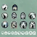 Gilded PET stickers set with black and white cat stained glass designs for DIY journaling - Cat