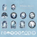 Lace Garden Series PET stickers No.6 White Pigeon theme for DIY journaling 20pcs - White Dove