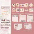 Set de 30 autocollants vintage Pink Beauty avec dorure à chaud pour scrapbooking - Dame Rouge-Rose
