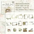Vintage-Aufkleber zum Ausschneiden mit botanischen Motiven und Retro-Rahmen-Design - Blatttagebuch