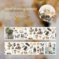 Cinta washi para diarios con motivos de café y panadería, de 60 mm de ancho y 2 m - Buenos Días Lunes