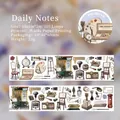 Cinta washi retro con motivos de papelería vintage y diseños de paletas artísticas - Notas Diarias