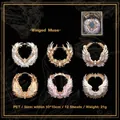 Winged Muse PET-stickers met vintage witte en gouden vederkransontwerpen voor journals - Gevleugelde Muze