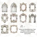 Baroque style laser-cut paper collage frames with gold accents and blue jewel motifs - Moon Dream Dancing Butterfly