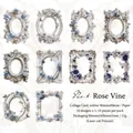 DIY hollow rose frame collage cards in vintage white and blue style for journaling - Rose Vine