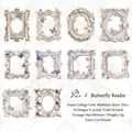 Hollow collage card Butterfly Realm series with laser cut white butterfly motifs 10pcs - Butterfly Mirror