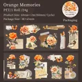 Vintage PET-Klebeband Orange Memories mit gelben Rosen und Schmetterlingsaufklebern - Orangefarbene Erinnerungen