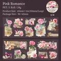 Deko-Klebeband aus PET mit rosa Rosen, Schmetterlingen und Vintage-Collage-Mustern - Rosa Romanze