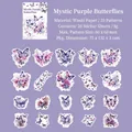 Purple Butterfly Washi Sticker Set with 20 assorted hand-drawn watercolor butterfly patterns - Purple Butterfly Mystery