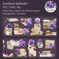 Deko-Klebeband Purple Rose Whispers mit Vintage-Blumenmotiven und Schmetterlingen - Lila Kristallpracht