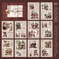 Set adesivi caffè vintage, materiali washi e PET per diari fai-da-te, confezione 20 pezzi - Diario del Caffè