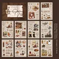 Set di adesivi caffè retrò con illustrazioni vintage fatte a mano per scrapbooking DIY - Caffè Macinato a Mano