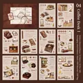Set di 20 adesivi vintage Coffee Desk in carta washi e PET per scrapbooking e fai-da-te - Scrivania da Caffè