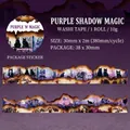 Gothic Purple Magic washi tape with black cat, castle and burnt edge effects, 30mm x 2m size - Purple Shadow Magic