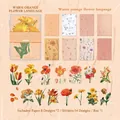 Retro botanical DIY scrapbooking kit with warm orange floral stickers and storage box - Warm Orange Floral Style (G1-1-1) / Warm Orange Blossom