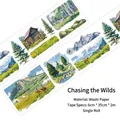 Wild Wind watercolor scenery washi tape with snowy mountains and forest patterns, 6cm x 2m - Wilderness Wind