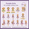 Aufkleber-Set im Vintage-Stil Lila Mädchen aus PET für Scrapbooking, 30 Stück - Violettes Mädchen