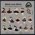 Adesivi PET ragazza vestito di pizzo nero, 30 pezzi per decorazione fai da te scrapbooking - Gonna in Pizzo Nero