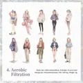 Set di adesivi PET Twilight con 10 personaggi femminili sportivi in stile cartone animato - Filtro Aerobico