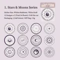 Vintage astronomy theme circular stickers set with 24 white kraft paper pieces - Astronomy Star Moon