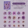 20 Stück Vintage lila Blumen Aufkleber aus Karton für DIY Scrapbooking Dekorationen - Dunkelviolette Blume