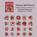 20er Set Vintage Blumenaufkleber in Rot- und Rosatönen für Scrapbooking-Karten - Prächtige Rote Blume