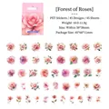 Set di 45 adesivi in PET Foresta di Rose con motivi floreali realistici per decorazione - Foresta di Rose