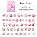 Set di 45 adesivi in PET con peonie rosa per decorazioni scrapbooking fai da te - Sogno di Peonia