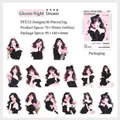 PET material fashion girl stickers set with floral elements 15 designs and 30 pieces - Midnight Dream