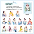 30pcs PET stickers featuring summer blue girl illustrations for scrapbooking and DIY - Summer Blue