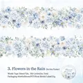 Nastro in PET Flowers In The Rain con motivi floreali di rose e ortensie ad acquerello - Fiori Sotto la Pioggia