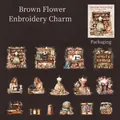 Vintage sewing themed PET stickers for scrapbooking featuring antique machines and mannequins - Brown Flower Embroidery Rhyme