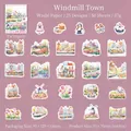Set di adesivi in carta washi serie Windmill Town con paesaggi ad acquerello - Windmill Town