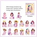 Girl theme PET sticker set with 15 floral character designs and 30 pieces total - Purple Fragrance Daisy
