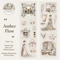 Nastro PET decorativo vintage Victoria per journaling con motivi floreali e mobili - Corrente d'Ambra