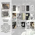 Detailed view of 25 vintage scrapbook papers featuring lace borders and retro butterfly motifs - Moonlight Whisper