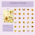Set di 60 adesivi Golden Fields con motivi di girasoli e farfalle dorate - Campi Dorati