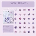 Set adesivi Violet Dreams con farfalle e fiori ad acquerello viola 60 pezzi - Sogni Viola