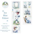 Nastro adesivo PET vintage Ice Blue Palace con motivi architettonici e floreali - Palazzo Blu Ghiaccio