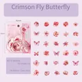 Crimson Fly Butterfly sticker set with 60 pieces of floral and butterfly patterns - Crimson Fly Butterfly