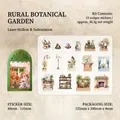 Fingertip Bookstore vintage stickers set with pastoral botanical 3D cut-out designs - Contains Several Pieces / Rural Botanical Garden