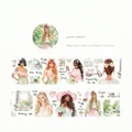 Nastro PET decorativo serie Green Mood con illustrazioni di ragazze e stile di vita per diari - Umore Verde