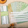 Kit DIY Retro Story estilo bosque verde con bordes de encaje y papel decorativo floral - Finca