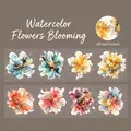Watercolour Blossoms floral PET tape, 50mm wide artistic masking tape for scrapbooking - Watercolor Blooming