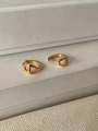 Minimalist gold 925 sterling silver pig nose hoop earrings on a textured gift box - 18K Gold