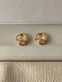 Orecchini a cerchio in argento S925 dorato con zirconi rotondi su supporti bianchi - Argento 925 / Oro 18K
