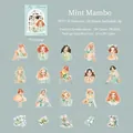 Adesivi PET Ragazza Verde Menta Set 20 Pezzi per Scrapbooking Tema Tè Pomeriggio - Stile Menta