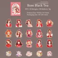 Set adesivi PET Rose Black Tea con 20 illustrazioni vintage di ragazze disegnate a mano - Tè nero alla rosa
