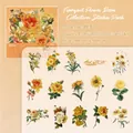Lot de 30 autocollants PET fleurs jaunes vintage pour décoration d'agendas et scrap - Traces du Temps