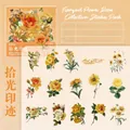 Vintage PET-Stickerset mit gelben Blumenmotiven, 30 Stück für Scrapbooking und Deko - Spuren der Zeit